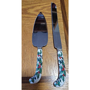 Vintage set of Christmas Knife and server made in England by Sheffield-Stainless